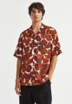 Relaxed Fit Lyocell Resort Shirt - Rust Red leaves