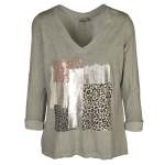 Sequin Patch Overdyed T-Shirt - Sage L xl