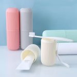 1PC Durable Travel Toothbrush Holder - Sleek Solid Color Plastic Cup For Toothpaste & Toothbrushes - Ideal For Bathroom & On-the
