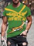 South Africa Themed Pattern Print Men's Crew Neck Short Sleeve T-Shirt Casual Summer T-Shirt For Daily Wear And Vacation Resorts