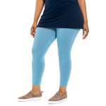 Plus Size Basic Long Leggings - Blue
