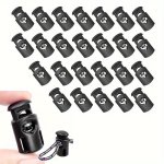 25PCS Black Plastic Spring Cord Locks For Paracord Replacement Elastic Swim Goggles Straps Stretchy Shoelace Clips & Drawstring