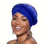 Classic Braided Turban Hats Solid Color Elastic Head Wraps Breathable Beanies Ramadan Chemo Cap For Women