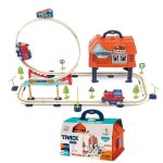 Track City Portable Track Play Set 69 Piece Steam Building Toy 2-IN-1 Carry Case