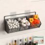 Modern Wall-mounted Kitchen Storage Basket - Durable Metal Wire Organizer For Spices Garlic Onions & Vegetables - Perfect For Home Organization