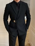 Men's Slim Fit Fashion Blazer Casual Style Jacket For Wedding & Banquet Trendy Personalized Coat With Waist Buckle Old Money Sty