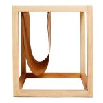 Oak Magazine Table - Brown Leather