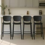 Modern Set Of 4 Perforated Plastic Bar Chairs