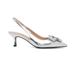 Bow Slingback Heels -silver
