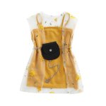 Yellow Dress With Floral White Tulle And MINI Bag
