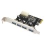 4 Port Pci-e USB 3.0 Expansion Add On Card With Molex Power