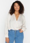 Satin Woven Bodysuit - Stone