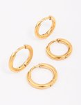 Goldair Gold Plated Surgical Steel Classic Hoop Earring 2-PACK