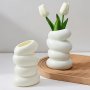 Chic Spiral White Plastic Vase - Nordic-inspired Perfect For Home & Kitchen Decor Ideal For Living Room & Bedroom Aesthetics