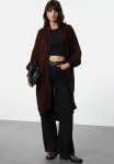 Brown Maxi Basic Knitwear Cardigan
