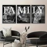 Elegant 3PCS Lion Family Quote: Chic & Inspiring Black & White Frameless Canvas Art For Home & Gift Decor