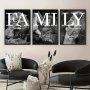 Elegant 3pcs Lion Family Quote: Chic & Inspiring Black & White Frameless Canvas Art For Home & Gift Decor