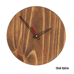 Quinn Wall Clock In Pine - 300MM Dia Mid Brown Sleek Red Second Hand
