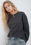 Long-sleeved Cotton Top - Dark Grey