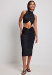 Twist Detail Midi Skirt - Black