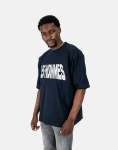 Glitter Print Navy T-Shirt - XXL Blue