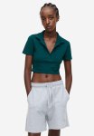 Collared Cropped Top - Dark Green