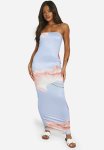 Super Soft Bandeau Floral Maxi Dress - Blue