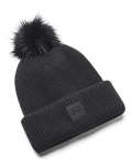 Women's Ua Halftime Ribbed Pom - Black Osfm