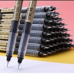 10PCS STRAIGHT Liquid Ball Pen Quick Drying Test Signature Gel Pen 0.5MM Black Blue Ink School Office Student Ball Pen Stationer