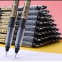 10PCS/STRAIGHT Liquid Ball Pen Quick Drying Test Signature Gel Pen 0.5MM Black Blue Ink School Office Student Ball Pen Stationery School Rollerball Pen