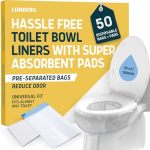 Lunderg Toilet Liners With Lemon Super Absorbent Pads - Value Pack 50 Disposable Toilet Bags - Universal Fit - Convert Any Wc In