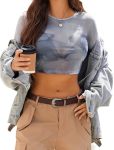 Avidlove Mesh Top Long Sleeve Mesh Crop Top Sheer Tops For Women See Through Shirt CX233 XXL