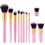 11 Piece Cosmetic Foundation Blush Soft Makeup Brush Set-pink