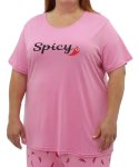 Ladies Printed Pj Top - 6XL Pink