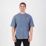 Acid Wash Boxy Crew Tee- Faded Denim - 3XL