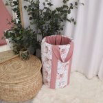 Washing Basket With Handles Pink And Grey Floral