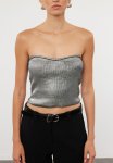 Strapless Crop Blouse - Silver