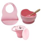 4AKID Silicone Baby Feeding Set 4PC - Baby Pink