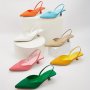 Women's Slingback Kitten Heels Solid Color Pointed Toe Slip On Shoes All-match Banquet Sandals For Koningsdag/king's Day