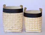 Bamboo White & Natural Basket Black Strip