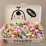 50PCS Cute Cartoon Rubber Hair Ties For Girls - Soft Durable Elastic Bands For Everyday & Casual Wear Ages 3-14