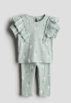 2-PIECE Jersey Top And Leggings Set - Green