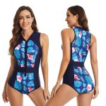 Women's Pink Hibiscus Sleeveless Swimwear - XL