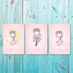Girls: Set Of 3 - Cute Girl Wall Art 1 - 3X A3