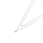 Silver Double Chain Diamond Pendant Necklace - Silver