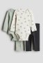 4-PIECE Cotton Jersey Set - Light Dusty Green/frogs
