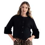 Fluffy Cuff Cardi - Black Free