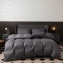 3PCS Minimalist Solid Color Duvet Cover Set 1 Duvet Cover + 2 Pillowcase Without Core Dark Grey Bedding Set Soft Comfortable Duvet Cover For Bedroom Guest