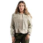 Leatherette Bomber Jacket - Beige L