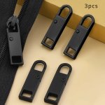 3PCS Metal Zipper Pull Replacement Kit Detachable Zipper Heads For Quick Fix Repair In Black And Graphite Colors